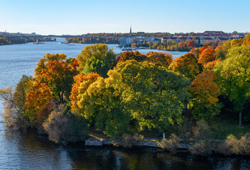 Cityscape of Stockholm, Sweden in autumn