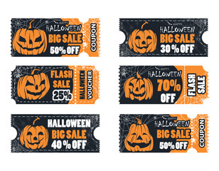 set vector halloween coupon special sale