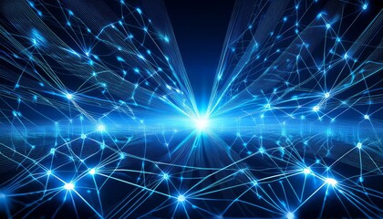 Fototapeta premium An abstract digital network with glowing lines and nodes