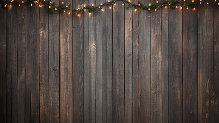 This dark brown wooden surface is beautifully decorated with garland lights and snowflakes, creating a cozy winter ambiance ideal for seasonal phone wallpapers