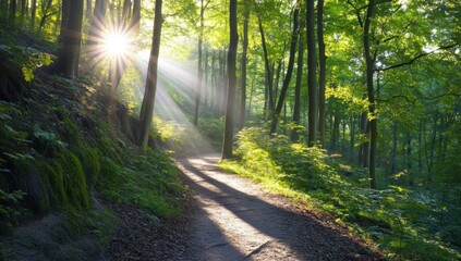 Fototapeta premium Sun Rays Through Trees