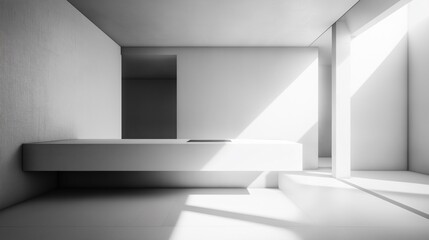 A minimalist modern interior space with a white aesthetic. 
