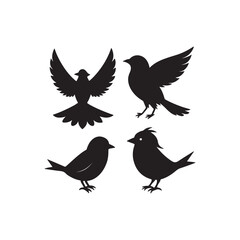 Illustration with silhouettes of four birds