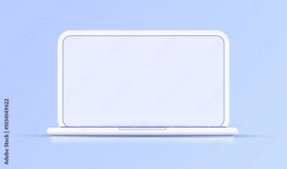 Poster laptop computer mockup with white screen. computer white notebook with empty screen. laptop isolated