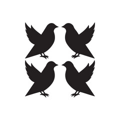 Fototapeta premium Illustration with silhouettes of four birds
