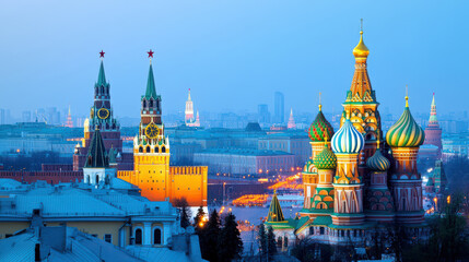 Moscow Kremlin St  Basil s Cathedral Night View Architecture Russia