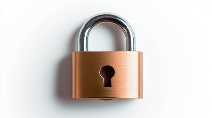 Naklejka premium Brass Padlock On White