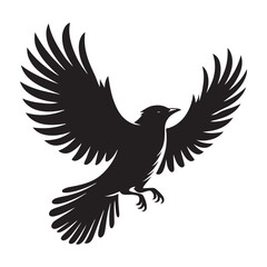 Bird in flight silhouette vector  black colour white background