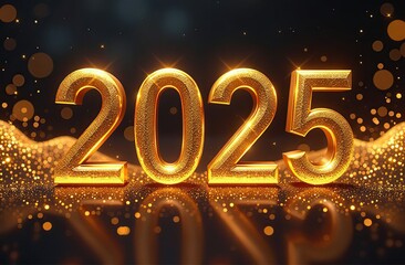 2025 New Year Abstract shiny color gold wave design element