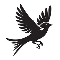 Bird in flight silhouette vector  black colour white background