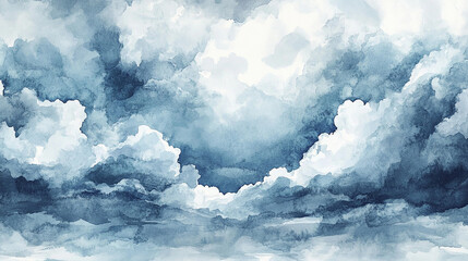 Soft Watercolor Cloudy Sky Design