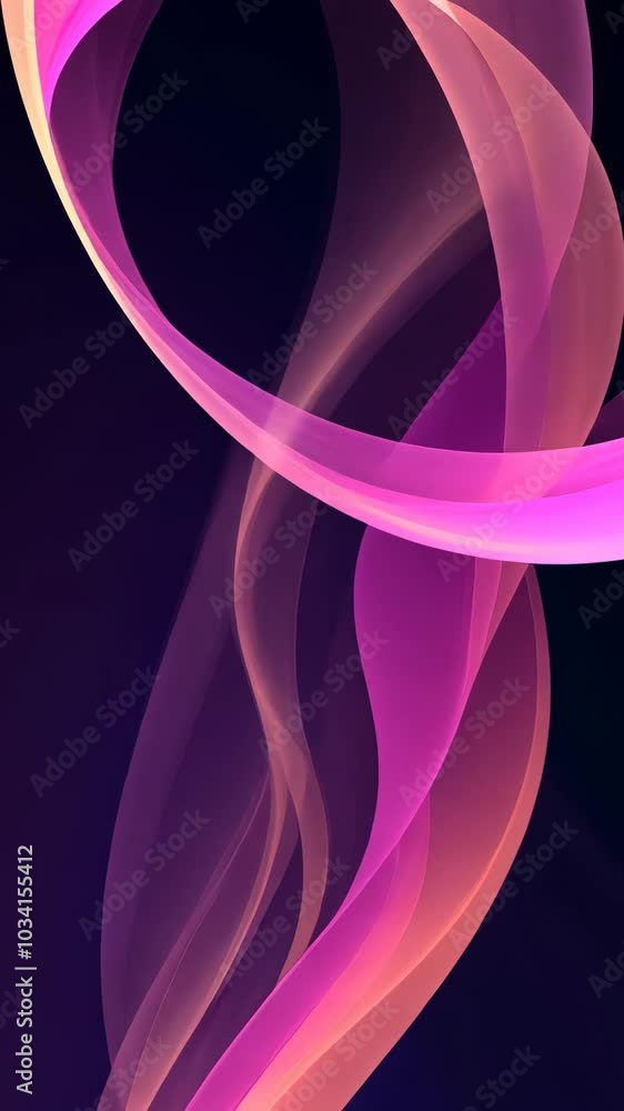 Poster flowing pink wave seamlessly transforming into a circular shape