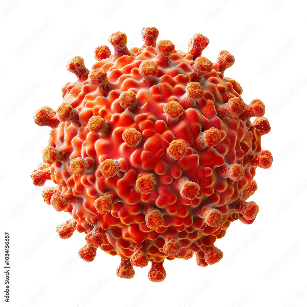 Poster microscopic view of a virus showing details of structure, texture, and characteristics in a scientif
