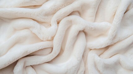 Soft, luxurious white blanket with a textured pattern on a cozy surface.