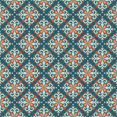 Ceramic Tile Pattern Vintage. Mediterranean porcelain pottery. Ethnic folk ornament. Mexican talavera, portuguese azulejo