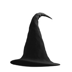 Black Halloween Witch Hat with Soft Textured Fabric, Transparent Background - Made with Generative AI