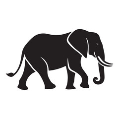 Elephant walking silhouette vector  black colour white background
