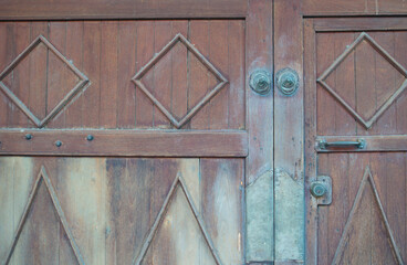 old wooden door with handle