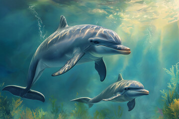 Fototapeta premium The Secret Language of Dolphins: Decoding the Social Signals and Communication Skills of These Marine Mammals