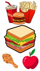 Pizza pasta mango and food set and vector 