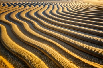 Close-up of sand dunes with intricate wind patterns and sand texture