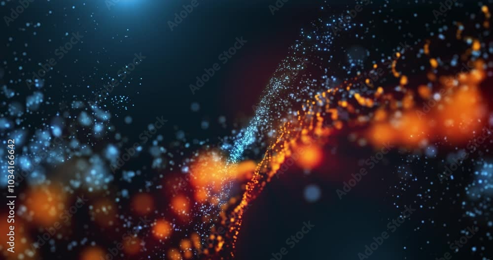 Poster abstract background with wavy shape particles, digital waves and beautiful shine of dust particles a
