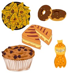 Pizza pasta mango and food set and vector 