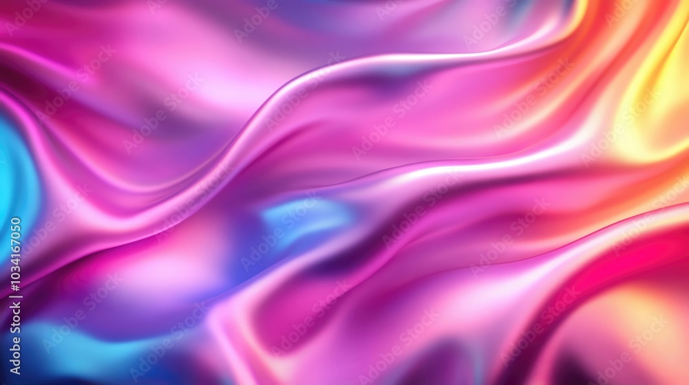 Aufkleber vibrant and flowing fabric waves in shades of pink and blue, creating a dynamic and colorful abstrac