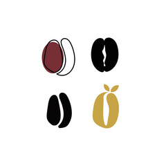 Fototapeta premium Coffee bean icon isolated on white background. Line bean icon. Morning coffee vector. Black line grain icon design. Coffee sign or symbol line design.