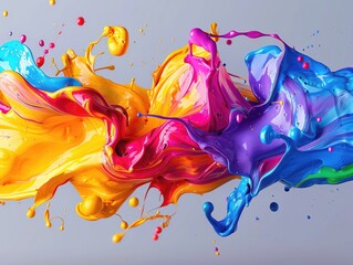 Vibrant and dynamic splash of colorful paint showcasing creativity and energy in an artistic composition.