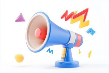 Dynamic megaphone illustration with lightning and alert for sales promotions. Generative AI