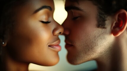 Intimate moment between a couple in soft natural light