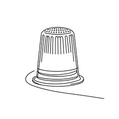 A small white object with a black outline. It is a needle. The needle is made of plastic