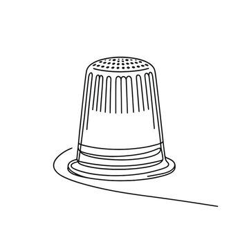 A small white object with a black outline. It is a needle. The needle is made of plastic