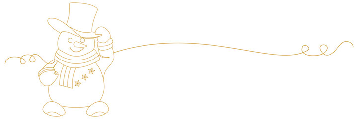 Christmas decoration snowman line art style vector illustration