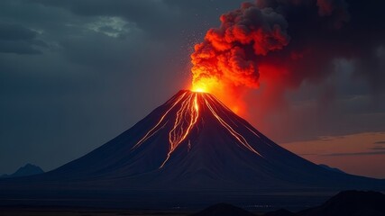 Fototapeta premium a huge erupting volcano spews out magma and thousands of tons of smoke and ash
