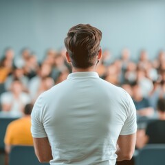 Fototapeta premium Engaging Audience Dynamics Exploring the Interactions in a Public Speaking Environment with Diverse Attendees