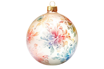 Decorative Christmas ornament with floral pattern, perfect for holiday celebrations and festive decorations.