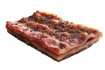 Fototapeta premium Delicious slice of cured meat with spices, perfect for gourmet dishes and charcuterie boards.