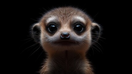 Fototapeta premium Baby meekat isolated on a dark background