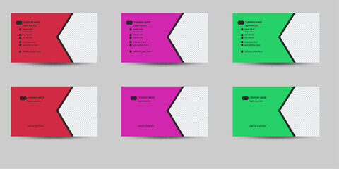 creative simple business card design with red,green and purple color