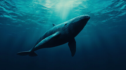 Fototapeta premium Whale swimming gracefully underwater