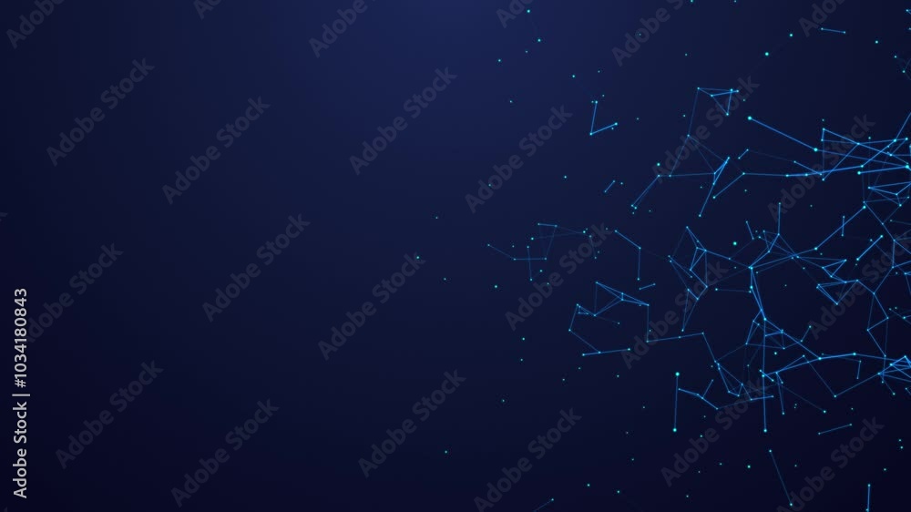 Poster Abstract background with motion plexus of dots and lines. Futuristic visualization of a network connection. Technology, social networks, communication,business. animation 4K