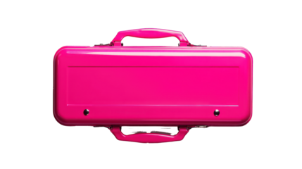 Bold pink tool case, top view on white, blends style with functionality.