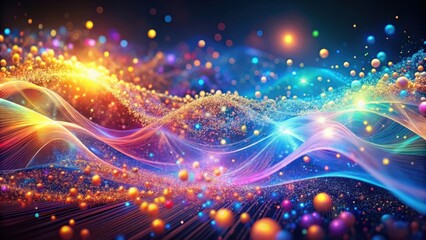 Fototapeta premium A celestial canvas of swirling, ethereal waves and vibrant orbs, radiating with cosmic energy and illuminating the night sky