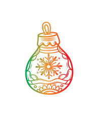 New Year's toy with hand-drawn patterns. Original vector illustration in vintage style. T-shirt design.