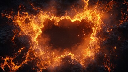 Fototapeta premium Fiery explosion with bright orange flames and swirling smoke at night