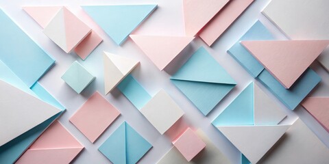 A playful composition of pastel colored geometric shapes in a minimalist setting