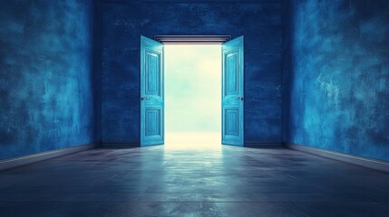 Open blue door