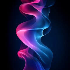 Naklejka premium A vibrant abstract design featuring flowing waves of pink and blue against a dark background.
